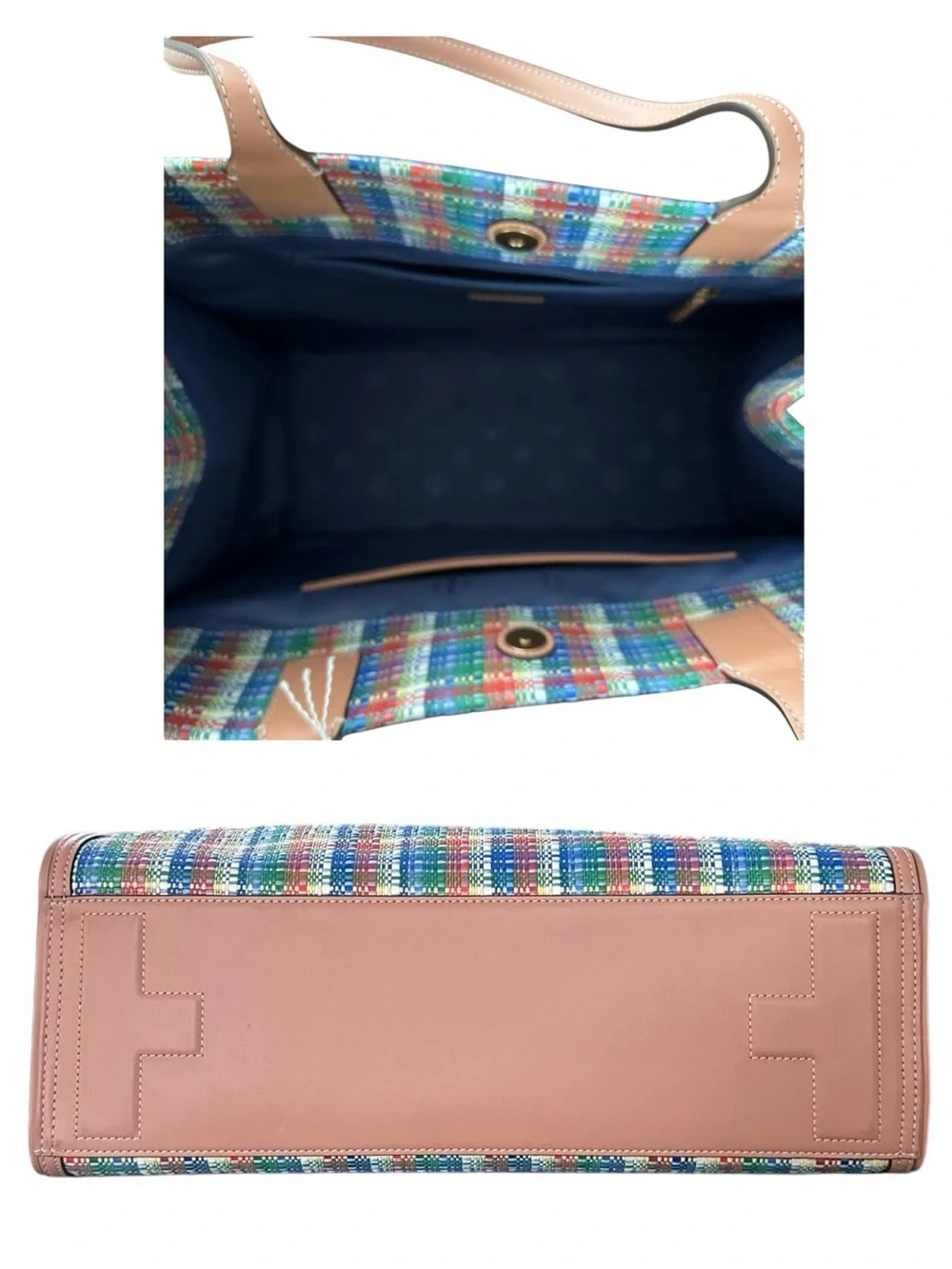 Tory Burch Ella Multicolor Poly Woven Nylon Tote Bag Purse